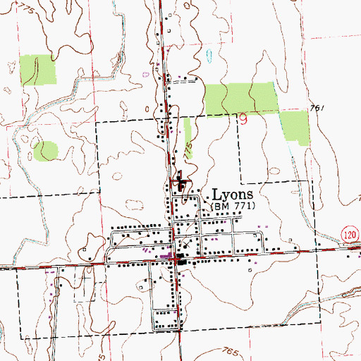 Topographic Map of Lyons Elementary School, OH