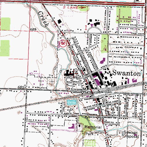 Topographic Map of Swanton Junior High School, OH