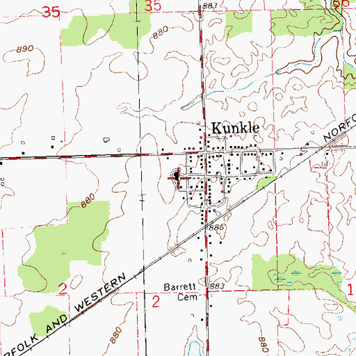 Topographic Map of North Elementary School, OH