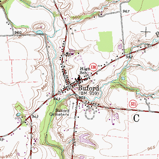 Topographic Map of Buford Elementary School, OH