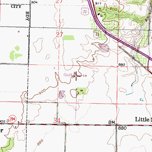 Topographic Map of Hickory Grove Golf Course, OH