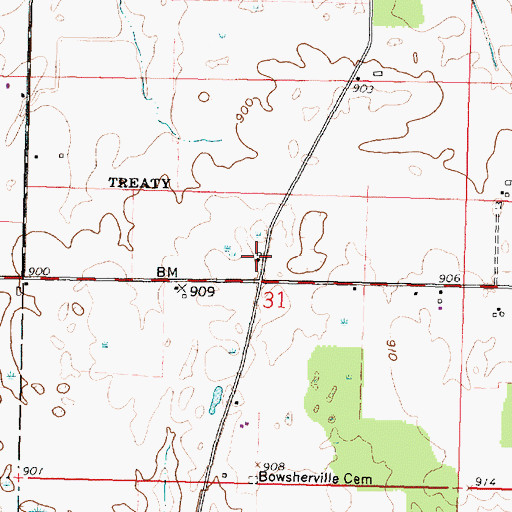 Topographic Map of Bauserville School (historical), OH
