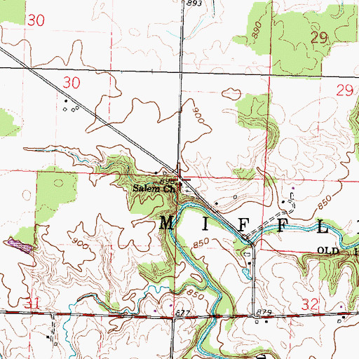 Topographic Map of Salem School (historical), OH