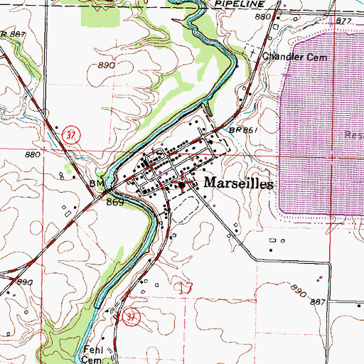 Topographic Map of Marseilles Elementary School, OH