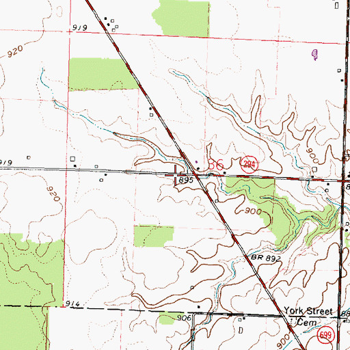 Topographic Map of York Street School (historical), OH