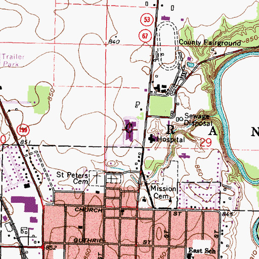 Topographic Map of Upper Sandusky High School, OH