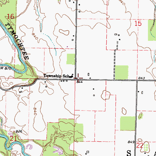 Topographic Map of Salem Center School (historical), OH