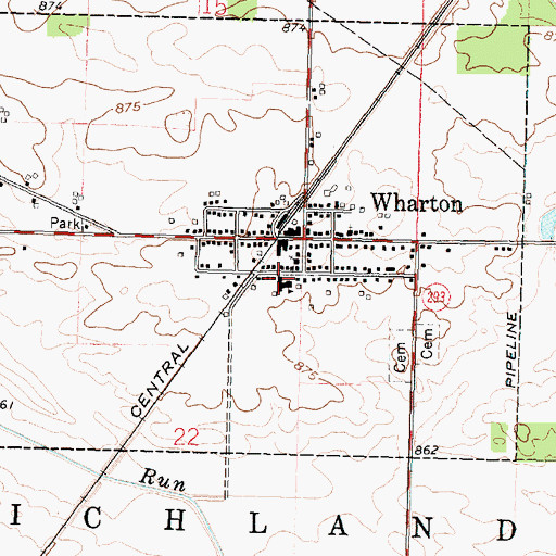 Topographic Map of Wharton Middle School, OH