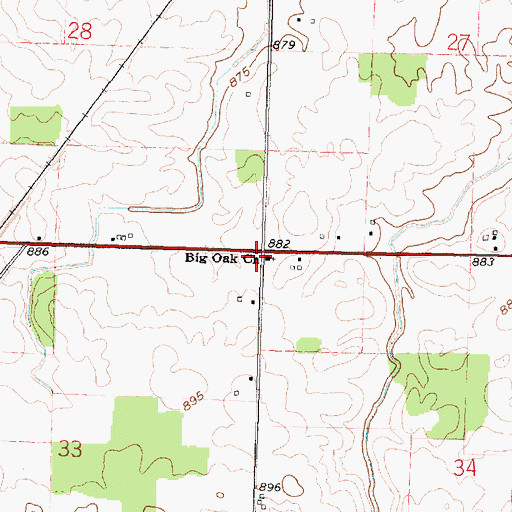 Topographic Map of Big Oak School (historical), OH