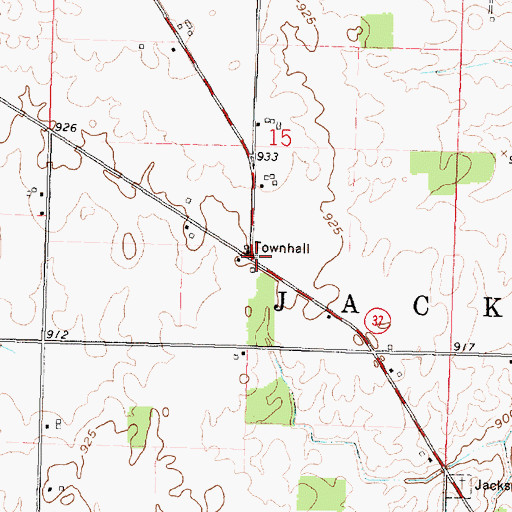 Topographic Map of Jackson Center School (historical), OH