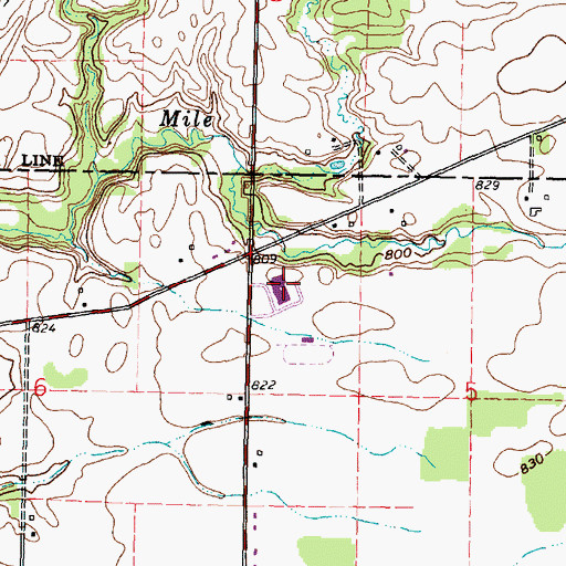 Topographic Map of Mohawk High School, OH