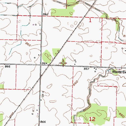 Topographic Map of Texas School (historical), OH