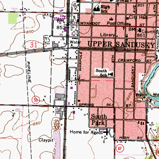 Topographic Map of Grace Baptist Church, OH
