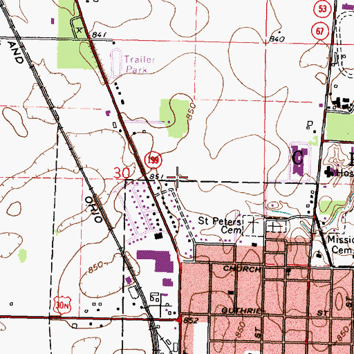Topographic Map of First Baptist Church, OH