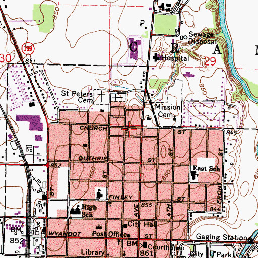 Topographic Map of First Church of God, OH