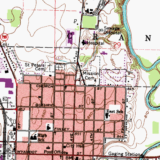 Topographic Map of First Lutheran Church, OH