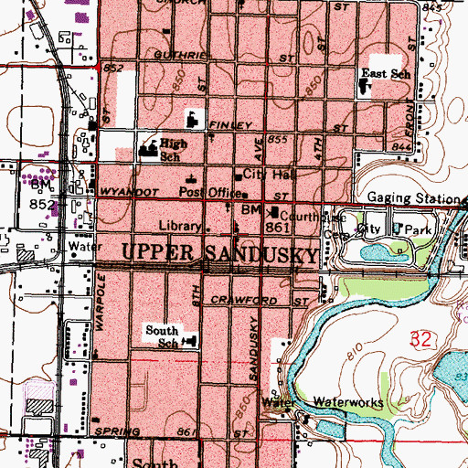 Topographic Map of First Presbyterian Church, OH