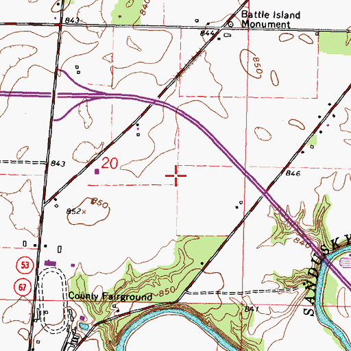 Topographic Map of Highland Acres Industrial Park, OH