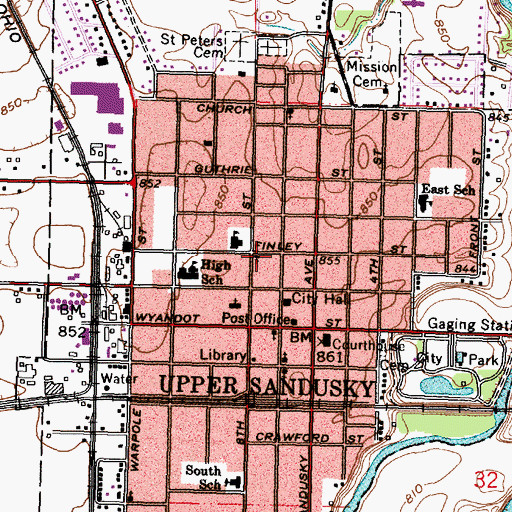 Topographic Map of Saint Peters Catholic Church, OH