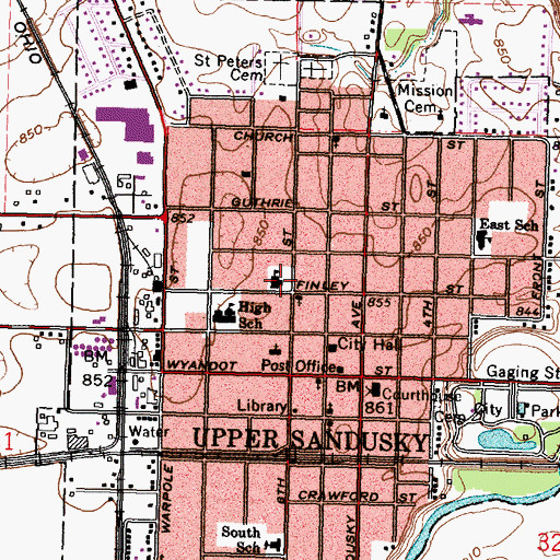 Topographic Map of Saint Peters Parochial School, OH