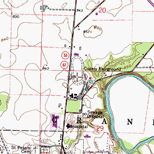 Topographic Map of Wyandot County Fairgrounds, OH