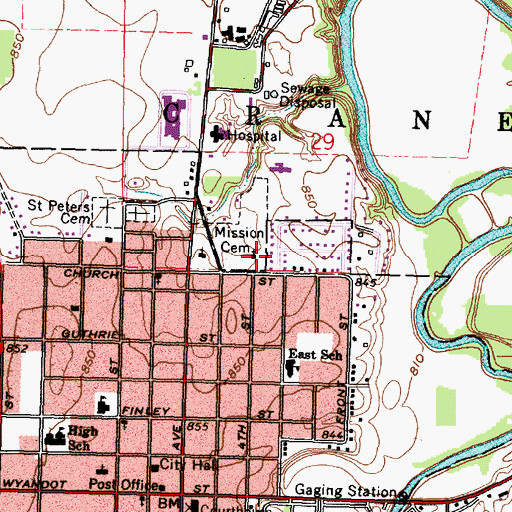 Topographic Map of Wyandot Mission Church, OH