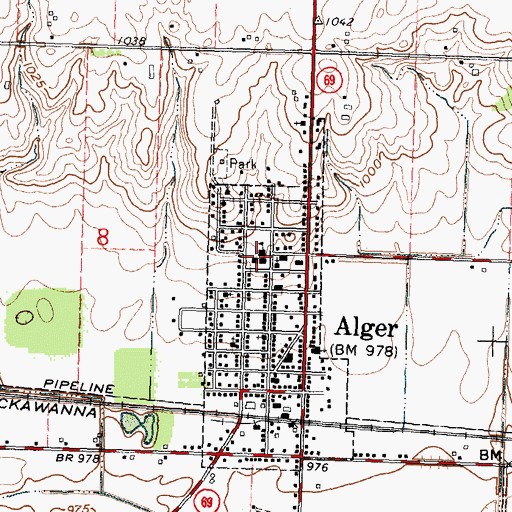 Topographic Map of Alger Elementary School, OH