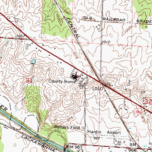 Topographic Map of Hardin County Home, OH