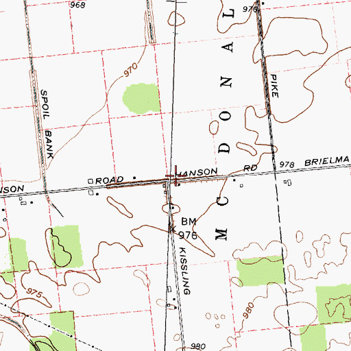 Topographic Map of Opossum School (historical), OH