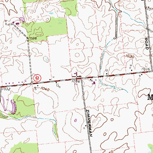 Topographic Map of Red School (historical), OH
