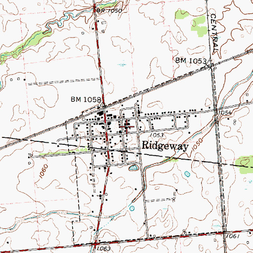 Topographic Map of Ridgemont High School, OH