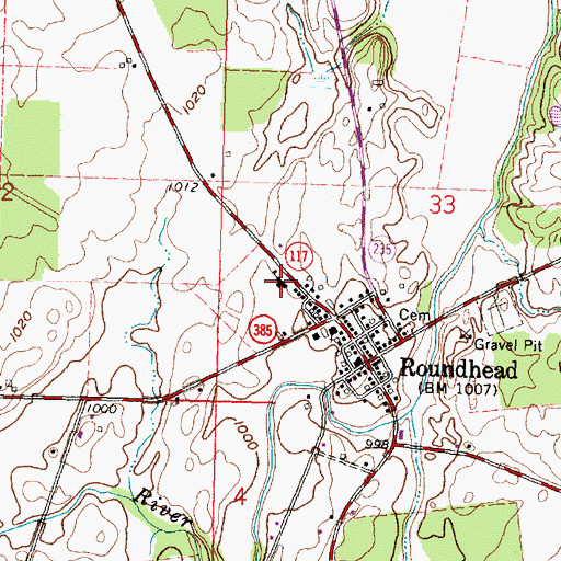 Topographic Map of Roundhead Elementary School, OH
