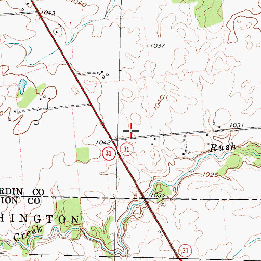 Topographic Map of Rush Creek School (historical), OH