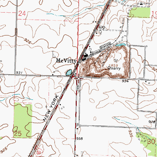 Topographic Map of Rushville School (historical), OH