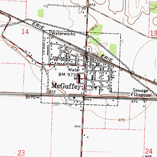 Topographic Map of Upper Scioto Valley High School, OH