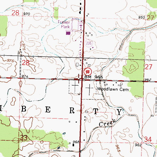 Topographic Map of Woodlawn School (historical), OH