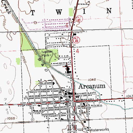 Topographic Map of Arcanum Elementary School, OH
