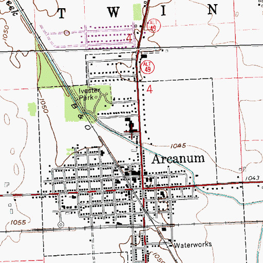 Topographic Map of Arcanum High School, OH