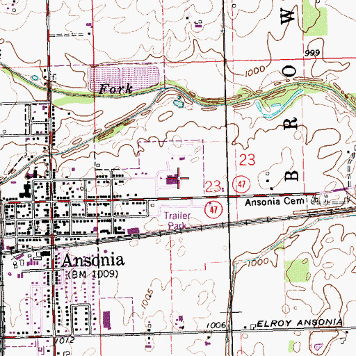 Topographic Map of Ansonia High School, OH