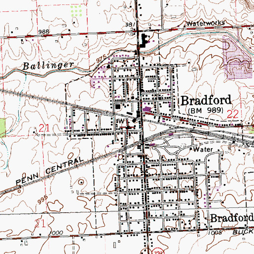 Topographic Map of Bradford Central Elementary School, OH