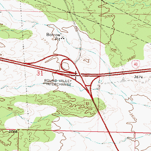 Topographic Map of Round Valley Interchange, AZ