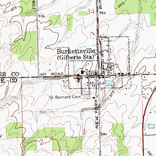 Topographic Map of Burkettsville Elementary School, OH