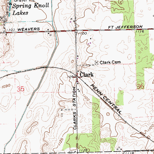 Topographic Map of Clark, OH