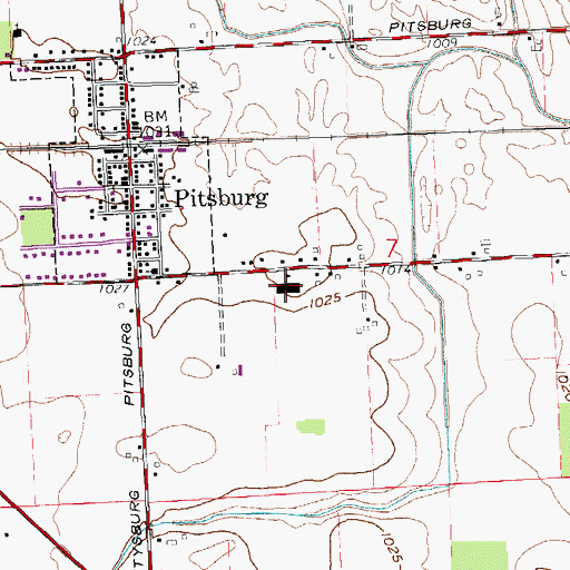 Topographic Map of Franklin-Monroe High School, OH