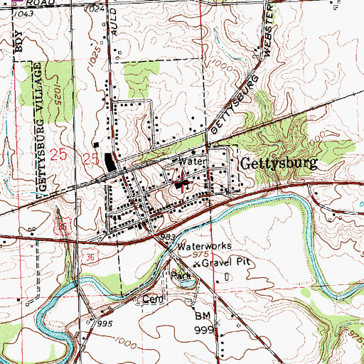 Topographic Map of Gettysburg Elementary School, OH