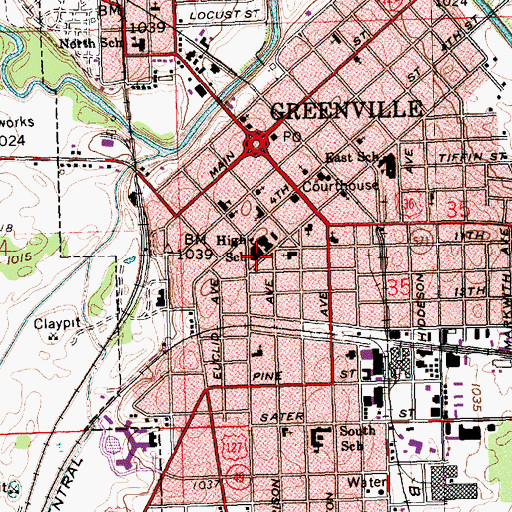 Topographic Map of Greenville Junior High School, OH