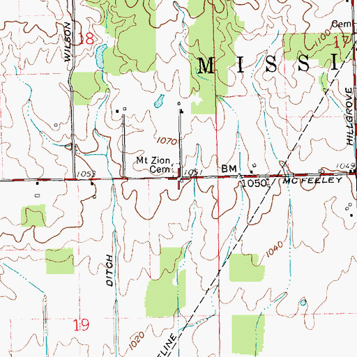 Topographic Map of Mount Zion School (historical), OH