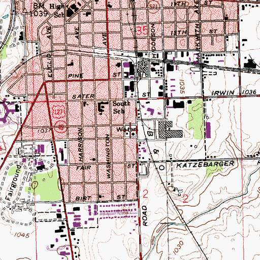 Topographic Map of Southside Park, OH