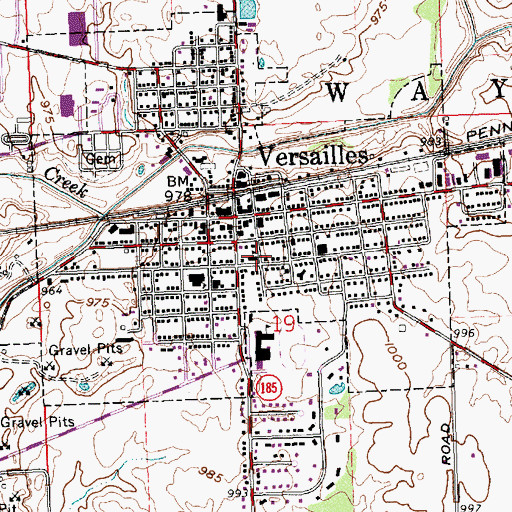 Topographic Map of Versailles Middle School, OH