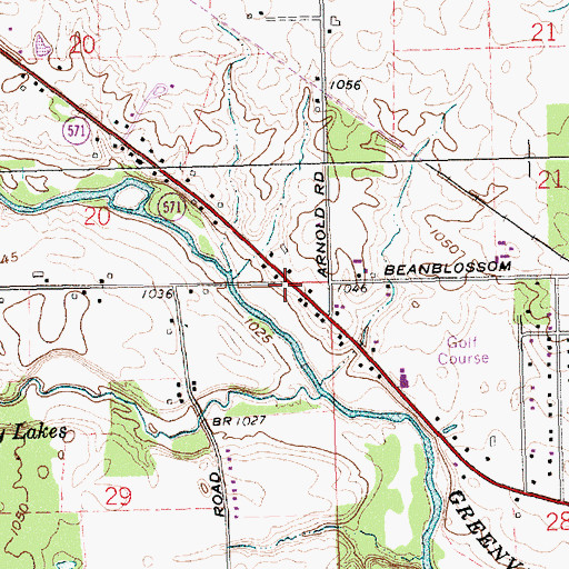 Topographic Map of Weimers Mill, OH